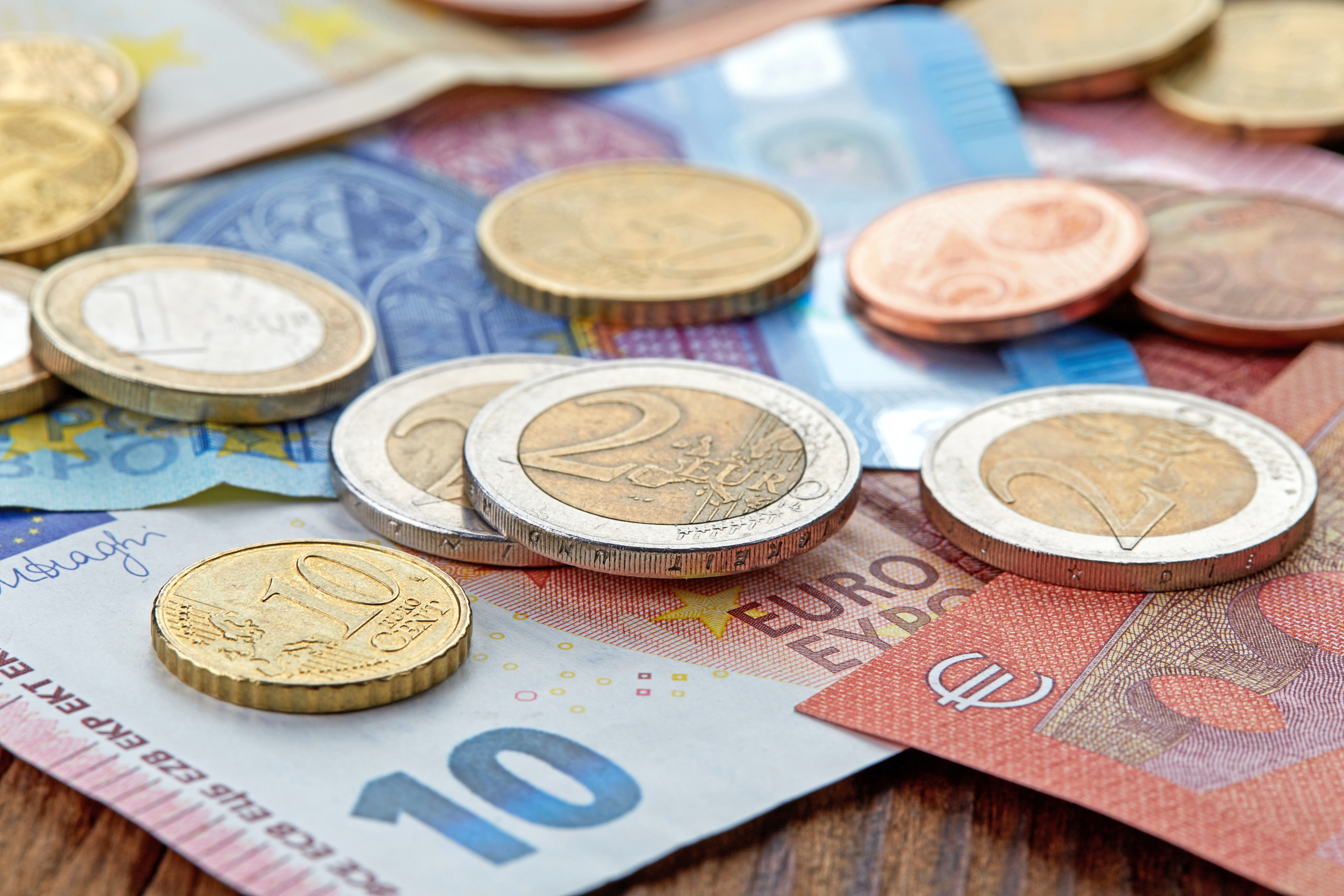 Money Euro banknotes and coins